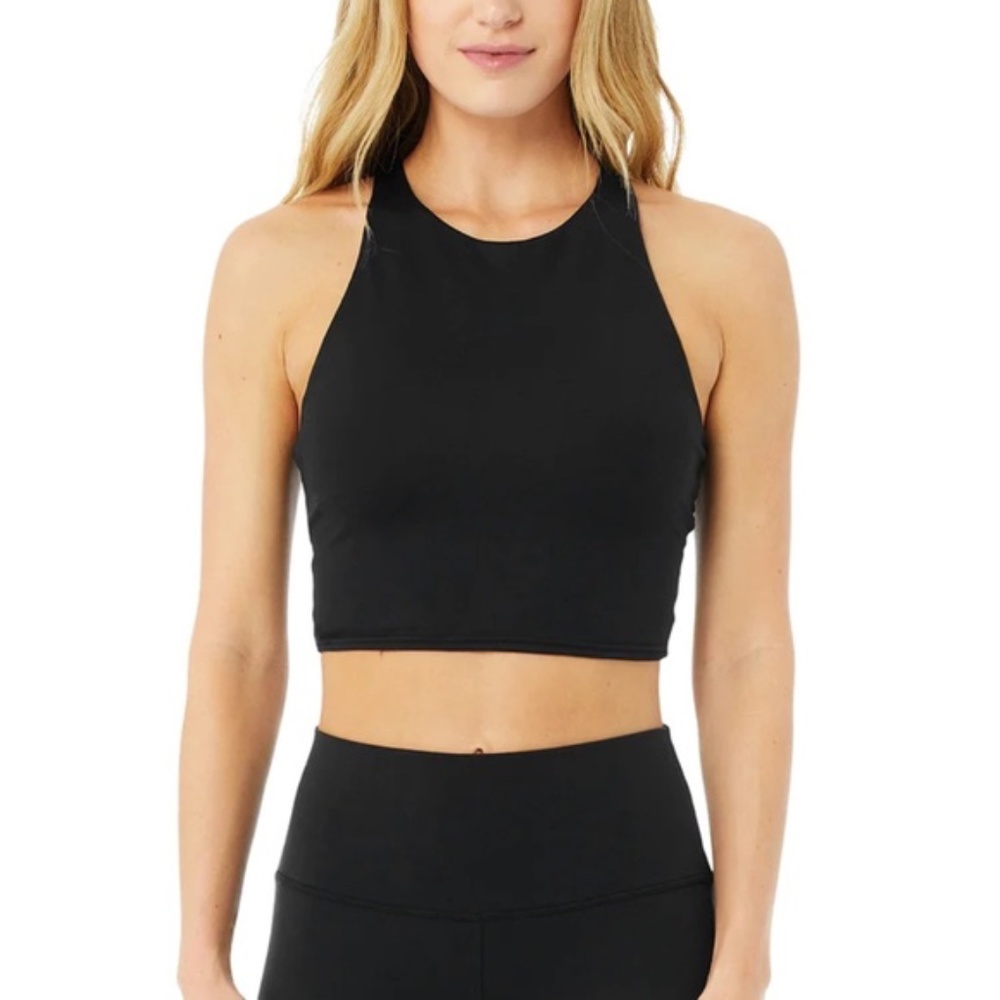 New ALO YOGA Movement Bra Black Nylon/ Spandex  Size Large
